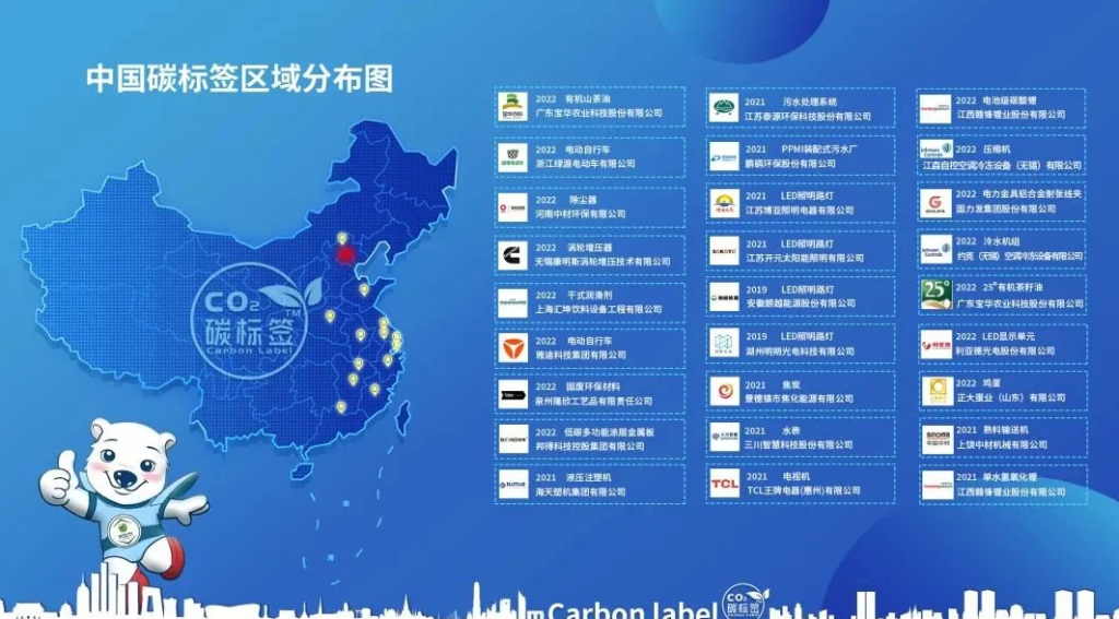 中国碳标签区域分布图